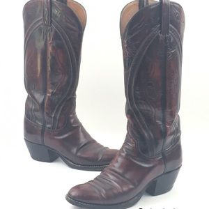 Lucchese Western Burgundy Red Boots Women 6.5